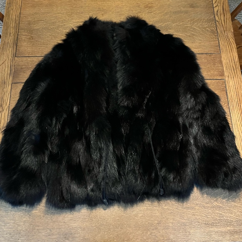 Authentic Black Fox Fur Coat
